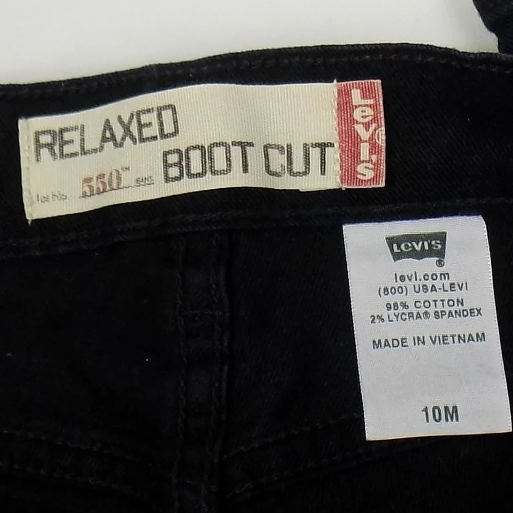 Levi's 550 Relaxed Boot Cut Black Jeans Size 10M - Picture 9 of 10